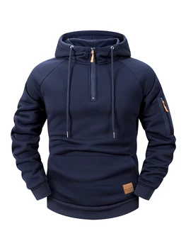 2025 Autumn/Winter Men's Hoodie Fashion Casual Sports Hoodie Retro Harajuku Long Sleeve Zipper Multi Pocket Loose Street Wear 6