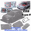 1/10シビックEG6 JDM RC PCボディシェル 幅200mm 透明ドリフトボディシェル ランプシェードミラー付き 1/10 HSP HPI TRAX タミヤ用 3