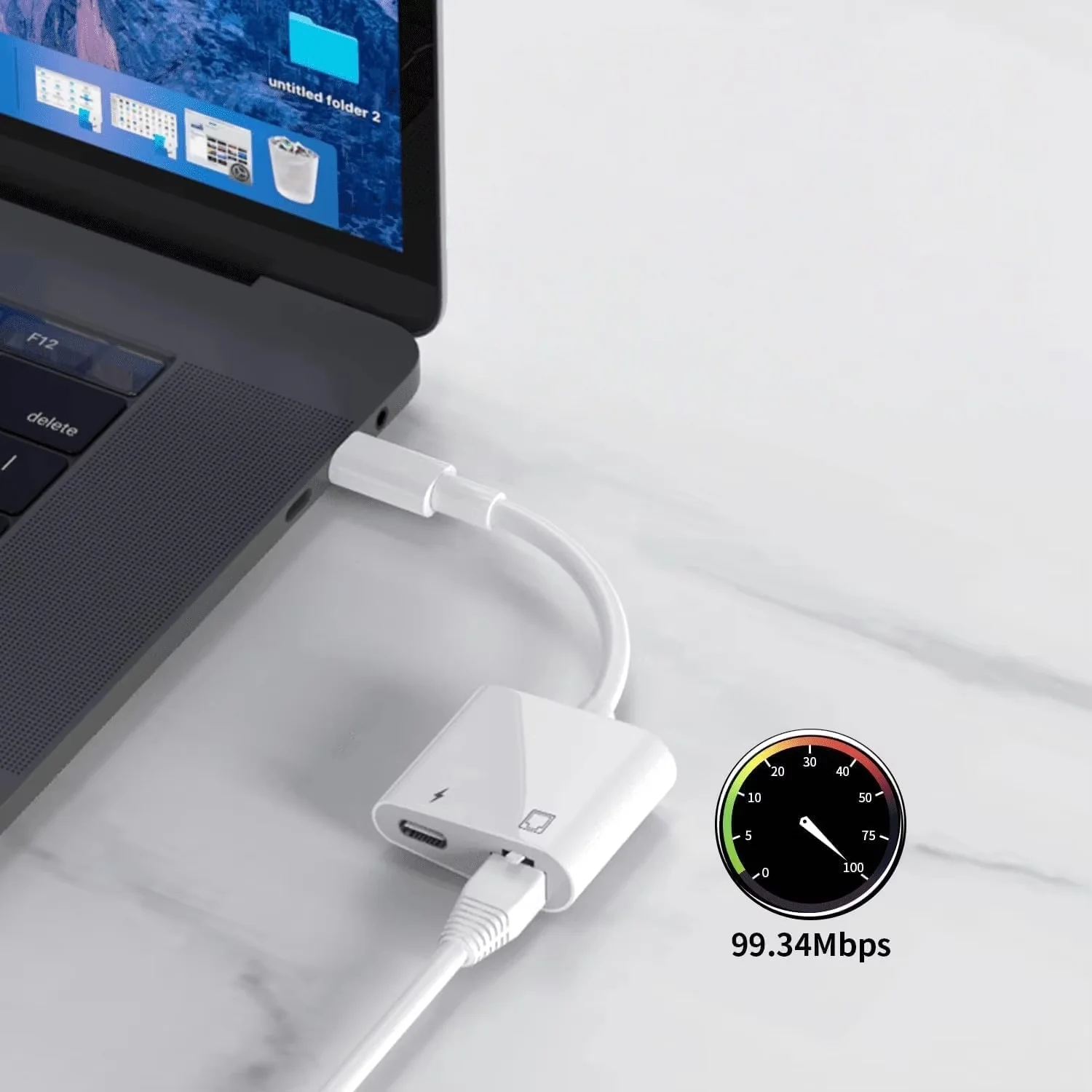 10PCS Mendukung 10/100Mbps 2 In1 USB C Ke RJ45 Ethernet Adapter Dengan Port Pengisian Daya USB C Adaptor Jaringan LAN Untuk IPhone 16/15 S