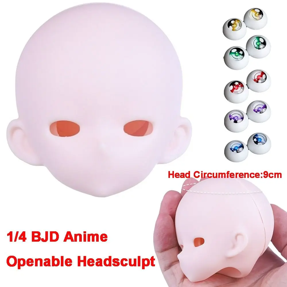 Ohne Make-up Öffnungsfähiger BJD Baby-Kopf PVC Weiße Haut 1/4 BJD Anime-Kopfskulptur Anime-Stil BJD Puppenkopf für Make-up-Übungen