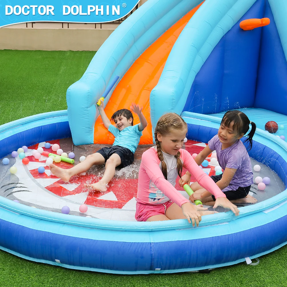 Custom Shark Bounce House Inflatable Slide For Kids Water Slide Inflatable Party Home Use Jumping Castle Inflatable Water Slide