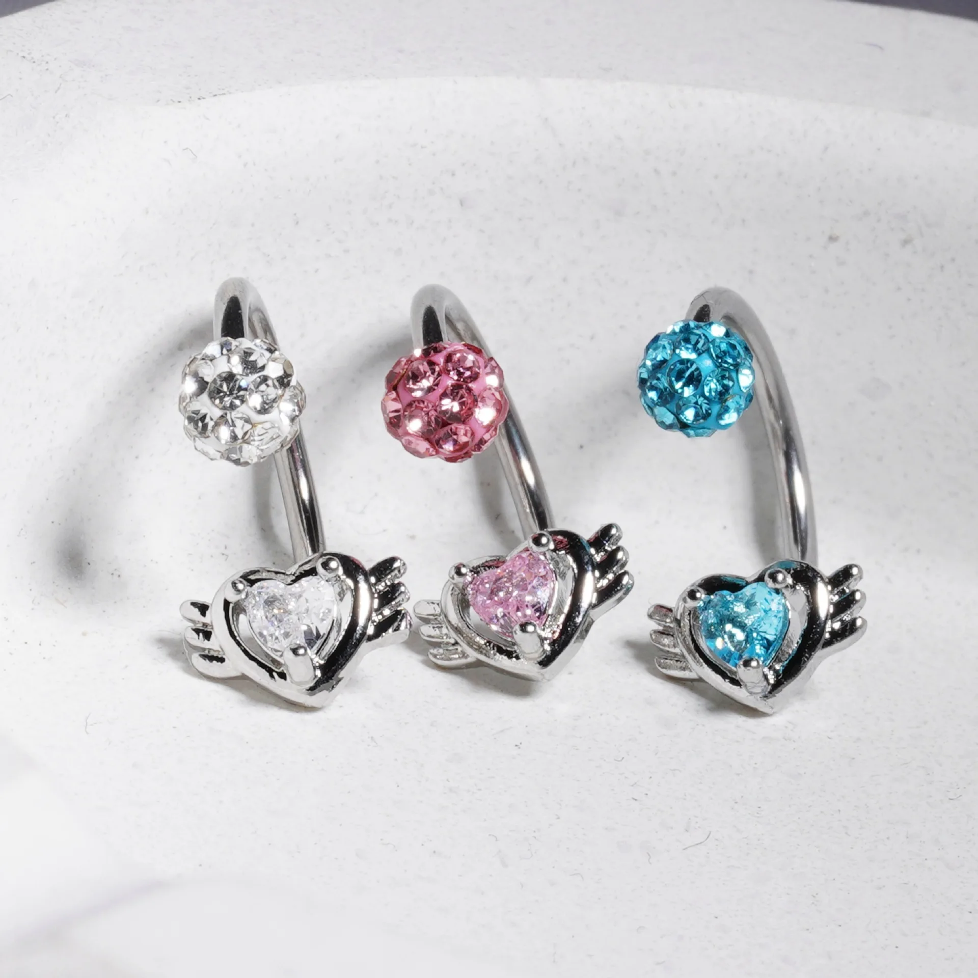 Love Lip Ring Piercing Flash Mud Ball Stainless Steel Earbone Ring Lip Labret Piercing Decoration Puncture Jewelry Wholesale