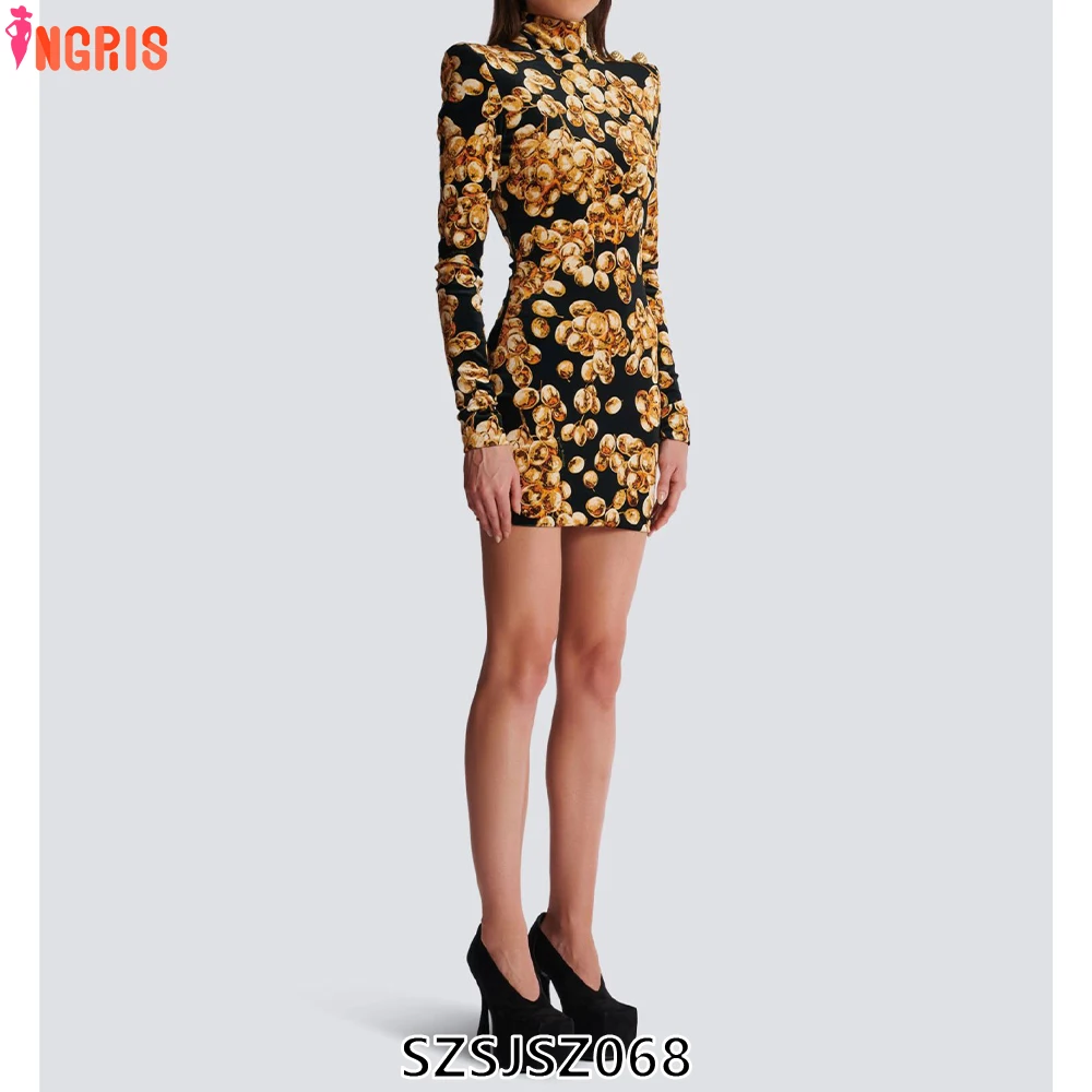 

2025 Spring New Women's Retro Gold Velvet Floral Slim Long Sleeve Sweet XL Washable Anti-Static Nonwoven-SZSJSZ068