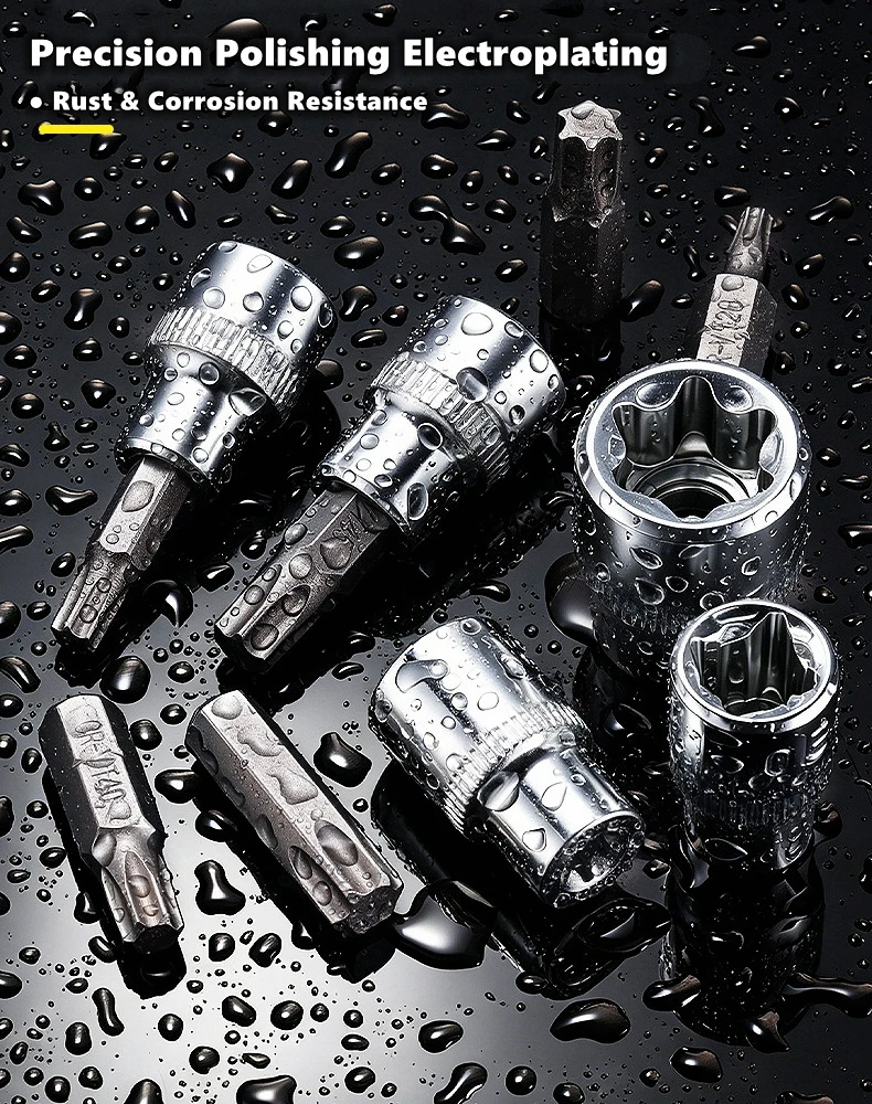 Professional 34 Pieces Drive Torx Bit Socket and E-Torx (Star) Socket Set,CR-V & S2 Steel, E4-E20, T10-T60, Tamper Proof T10-T55 view 5