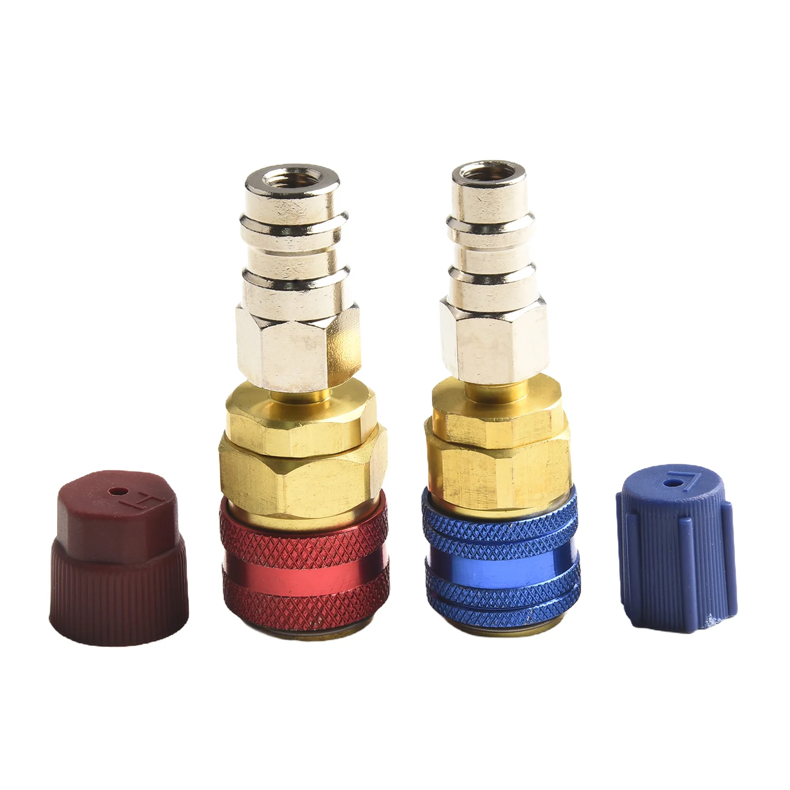 2pcs High Side Extension Adaptor High And Low R134A Blue/Red Quick Coupler Adapters Car Air-conditioning Quick For BMW For Ford