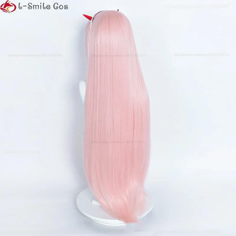 New 100cm Long Zero Two Cosplay Wig Anime  02 Cosplay Wigs Pink Heat Resistant Hair Wigs Headwear + Wig Cap