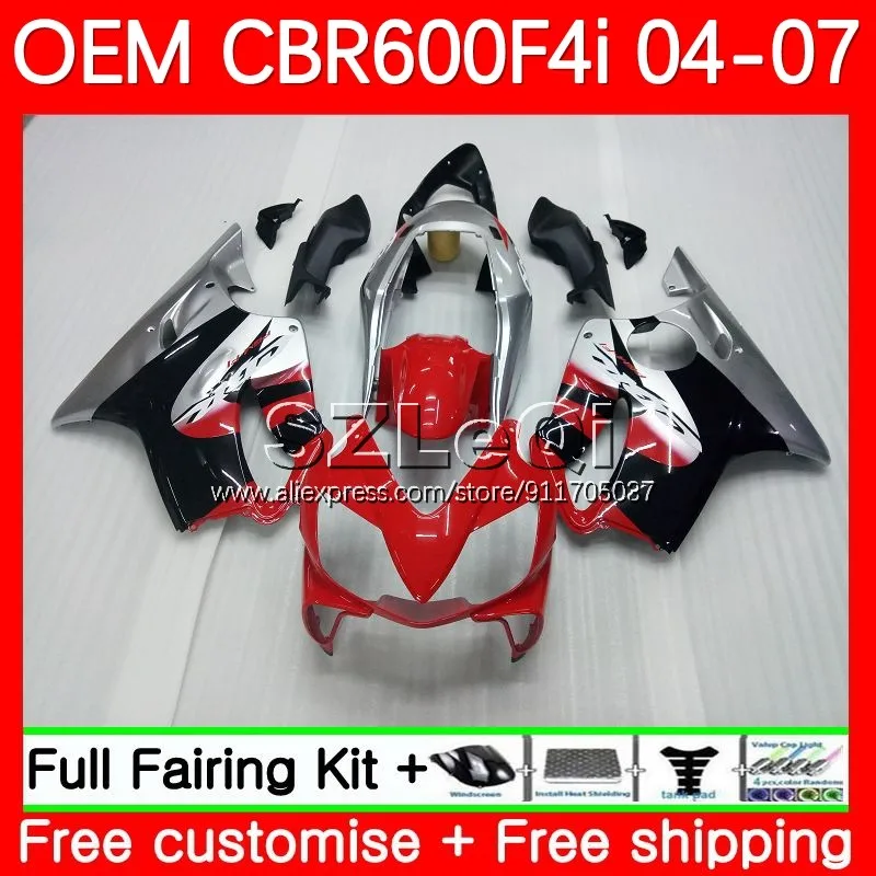 Injection For HONDA Body CBR 600 600F4i CBR600F4i Red black 04 05 06 07 30No.102 CBR600 F4i 600CC 2004 2005 2006 2007 Fairing