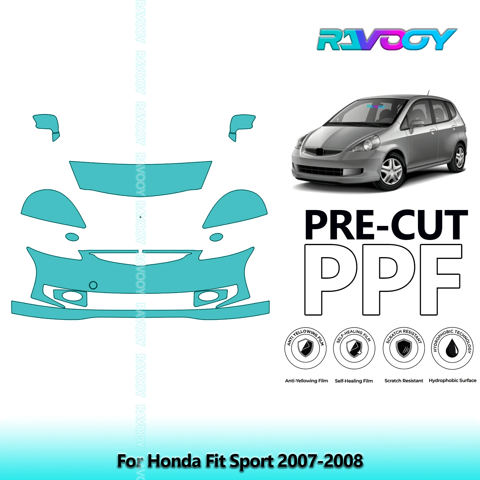 

Для Honda Fit Sport 2007-2008 предварительно вырезанный передний комплект, защитная пленка для краски, прозрачный бюстгальтер PPF