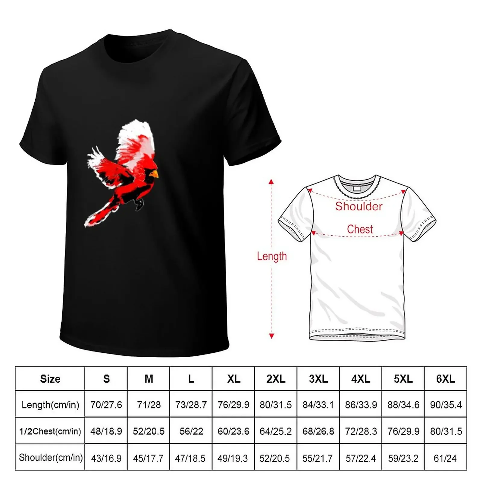 Painted Cardinal Design T-Shirt anime clothes Aesthetic clothing Men's clothing