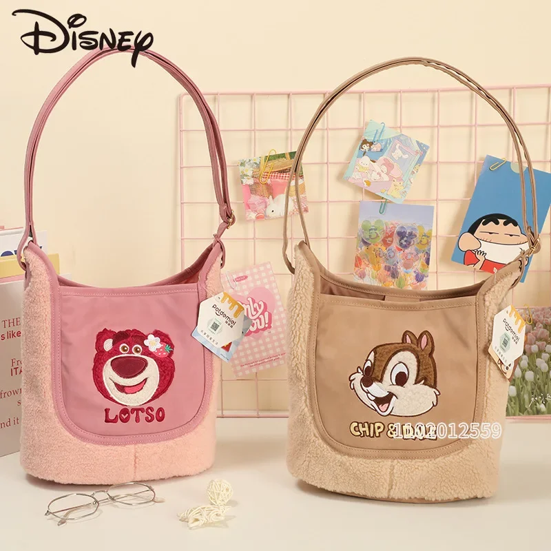 

Disney New Women's Plush Shoulder Bag Luxury Brand Original Women's Handbag Cartoon Cute Women's Bag Large Capacity High Quality