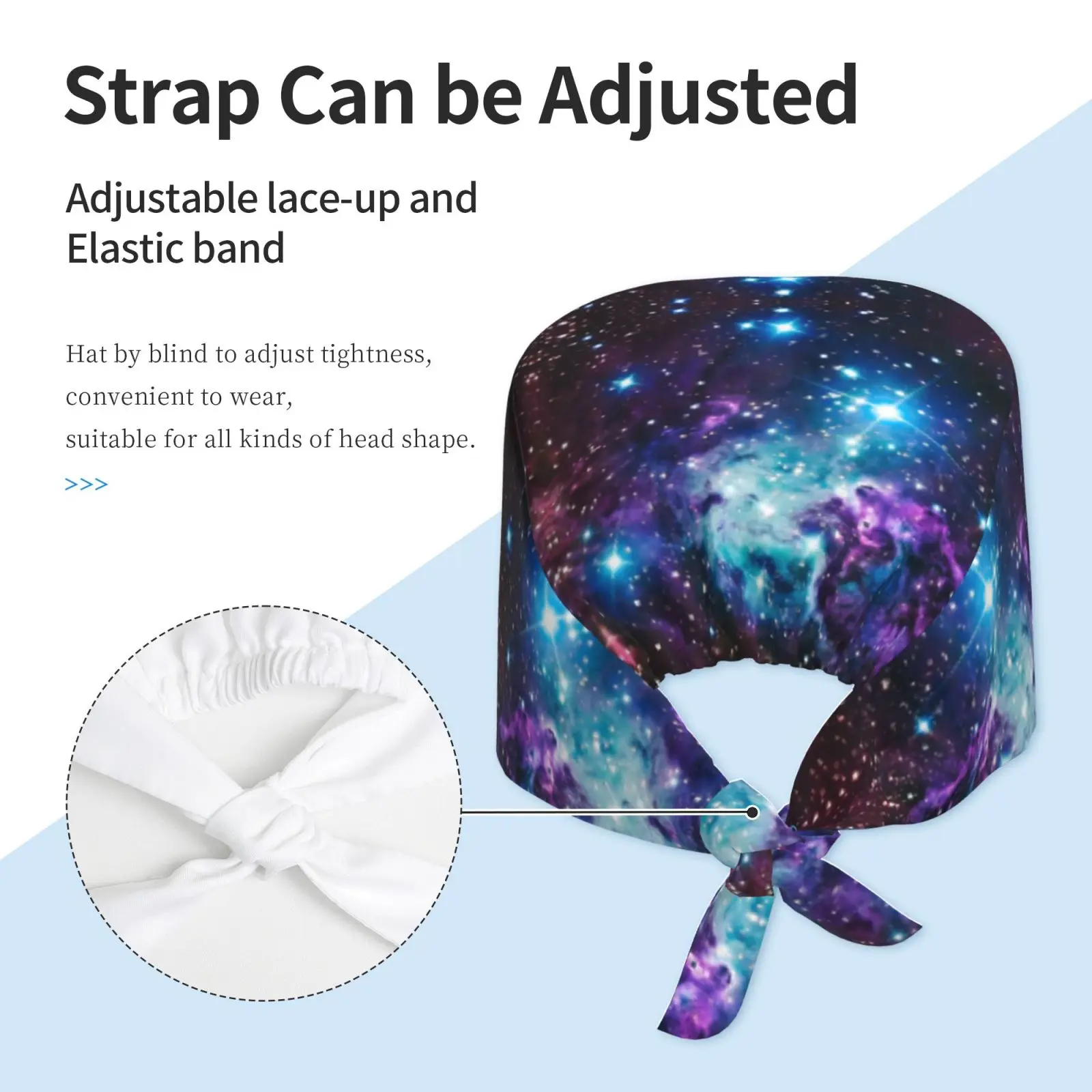 Starry Sky and Space Pattern Series Printed Surgical Hat Scrub Cap Long Hair Medical Cap Cosmetic Dentistry Doctors Scrub Hats