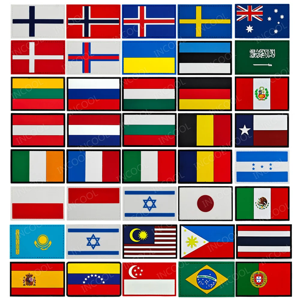 UK France Germany Kazakhstan Russia Italy Spain Australia Poland Bulgaria Ukraine Estonia Brazil Israel PVC Rubber Flag Patches