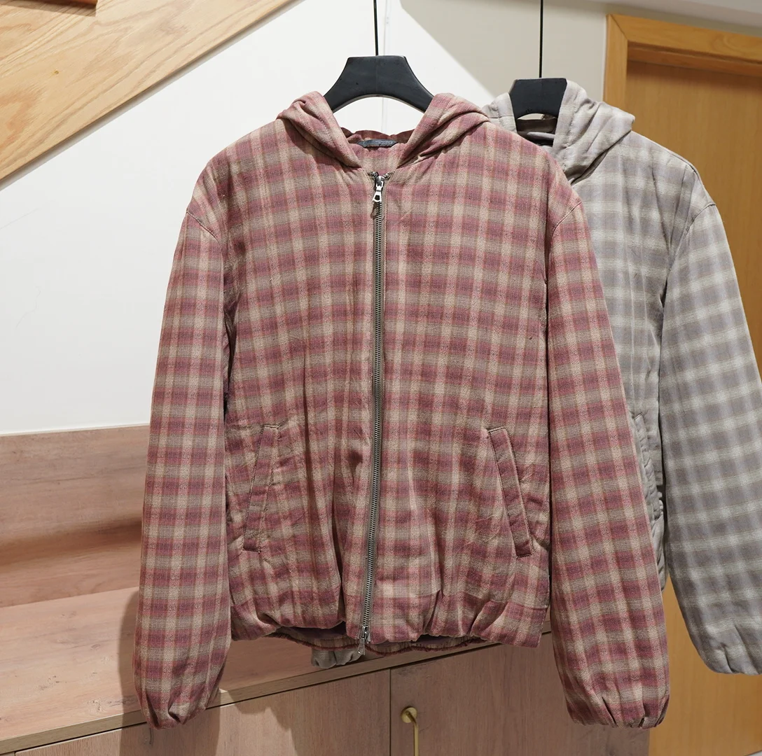 

Европейская и американская мода, мужское короткое пальто в клетку с капюшоном в стиле ретро в этническом стиле