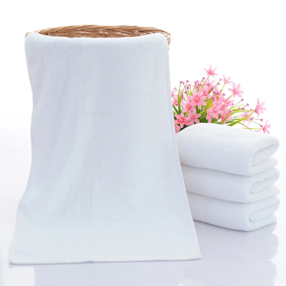 

Cotton Thicken Towels Bath Weak Towels Hand Washcloths Water Absorption Towels for Home Hotels Barber Shops Beauty Salon (White)