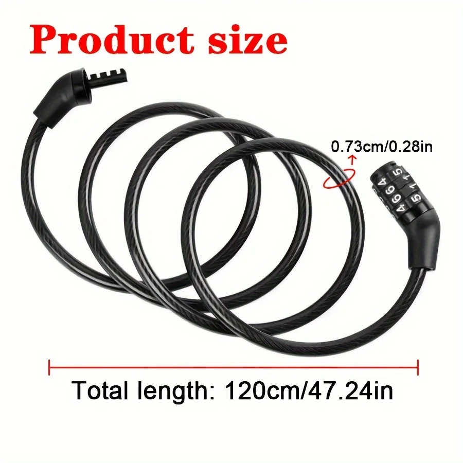 Anti-Theft Bicycle Lock 4 Digit Code Combination Lock Strong Steel Cable Bicycle Street Security Lock Equipment MTB Bike Lock