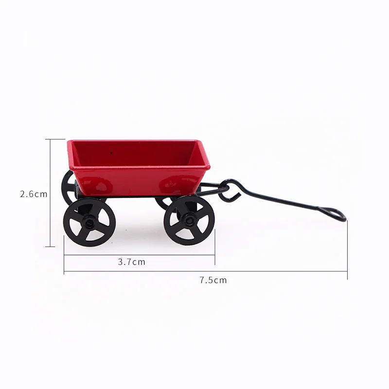 1Pc/Pack Dollhouse Mini Red Iron Art Trailer Photography Props Pocket Accessories Miniature Horticultural Scene Decoration Model