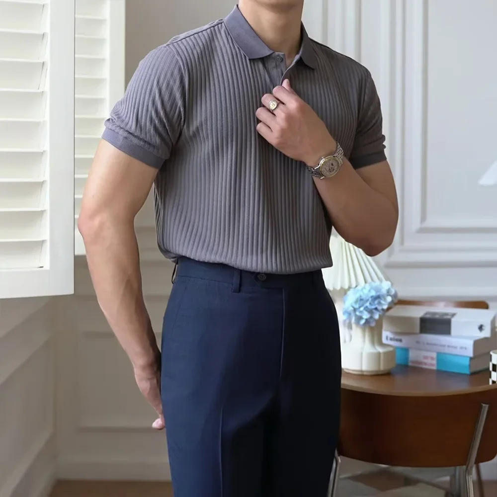 Männer Sommer Kurzarm Polo Dünne Casual Sportswear Hundert Stretch Tasten Koreanische Mode T-shirt männer Tops – Detail 14