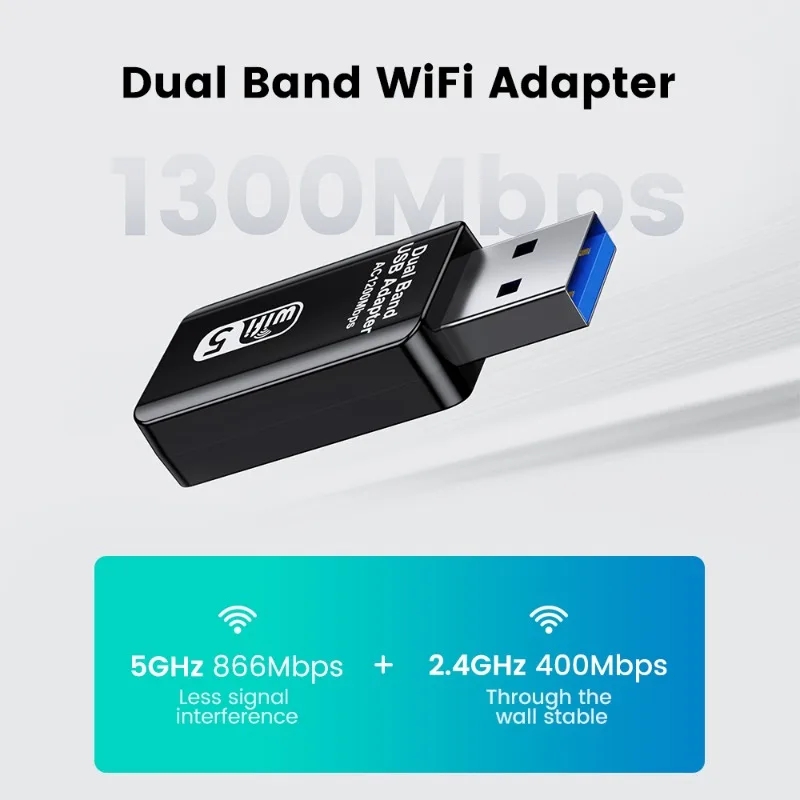 무선 와이파이 안테나 동글 USB 네트워크 카드, 컴퓨터용 어댑터, 5G, 802.11ac 듀얼 밴드, USB3.0