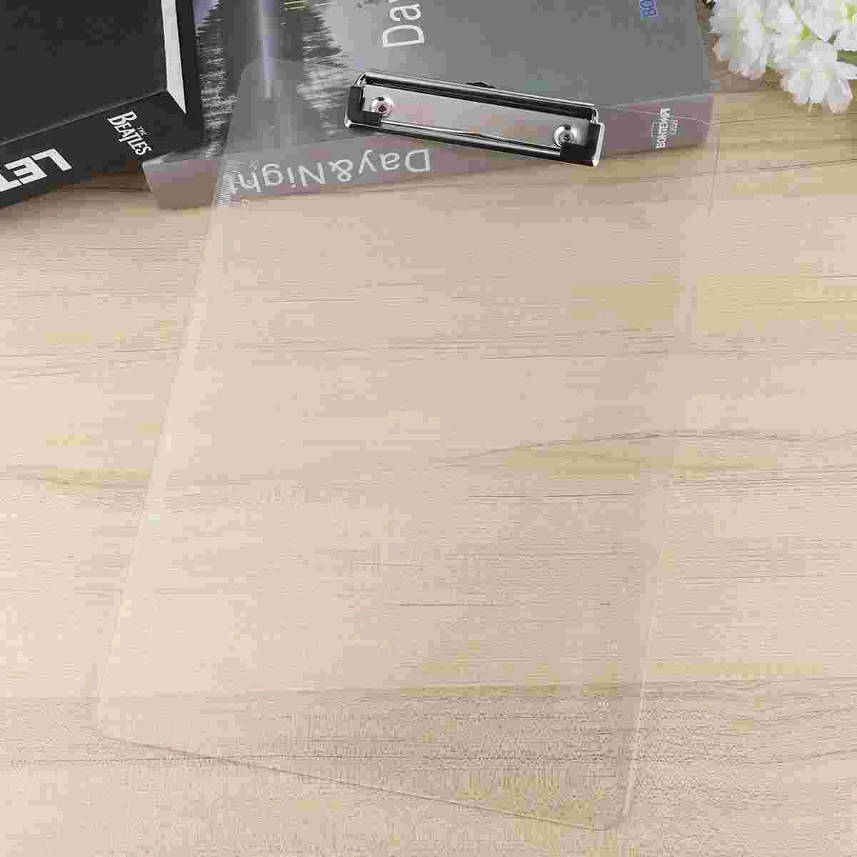 4Pcs Transparent Portable Clip Board Plastic A4 Clipboards with Centimeter Scales for Memo Paper Files Holding(Transparent