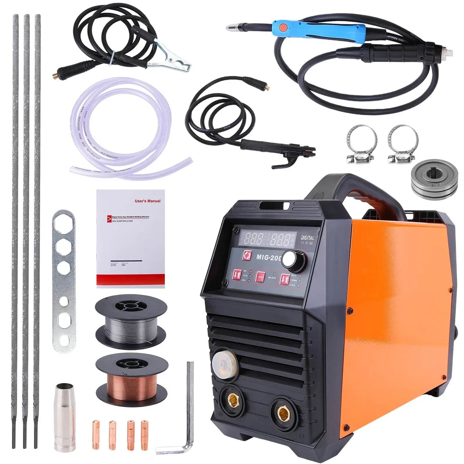 

Gas shielded welding Machine model MIG200 Product code 19101503001 MIG 220V/200A MMA 220V/160A Lift TIG: 220V/160A Standard (US)