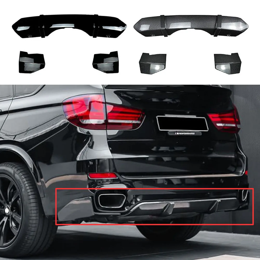 

For BMW X5 F15 2014- 2018 M Sport M-Tech MP Gloss Black Carbon Fiber Rear Bumper Lip Diffuser Spoiler Side Splitter Cover ABS