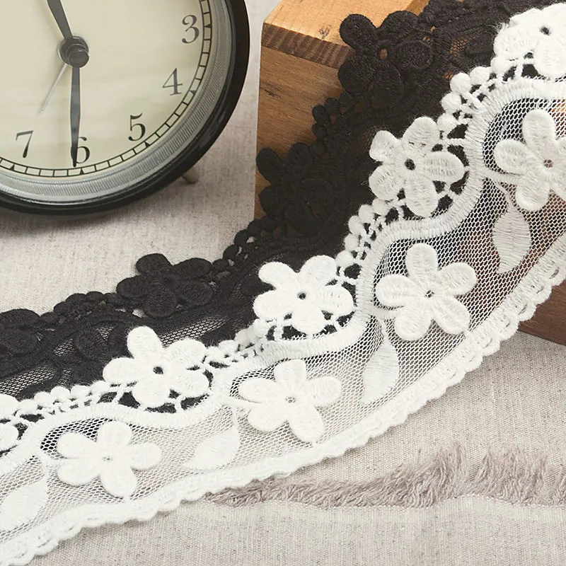 6 scenes of high quality black &; white perspective fence flower lace embroidery