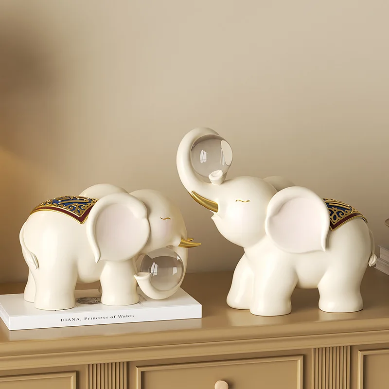 Office desktop lucky elephant ornament handicrafts new Chinese home living room TV wine cabinet decoration