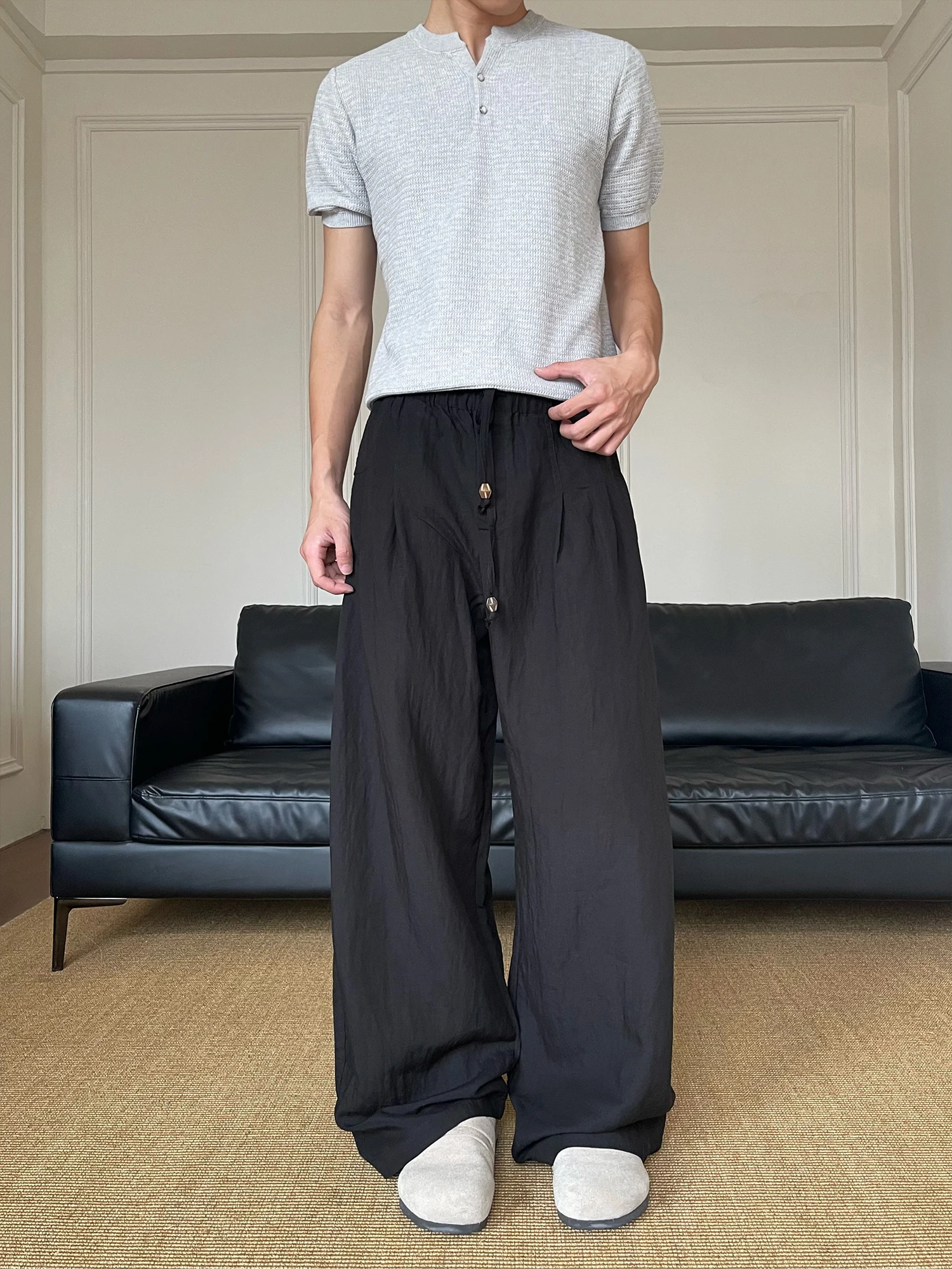 Men's 2025 Summer New Trendy Long Pants Thin Solid Color Loose Comfort Breathable Straight Pants Male Simple Fashion Trousers