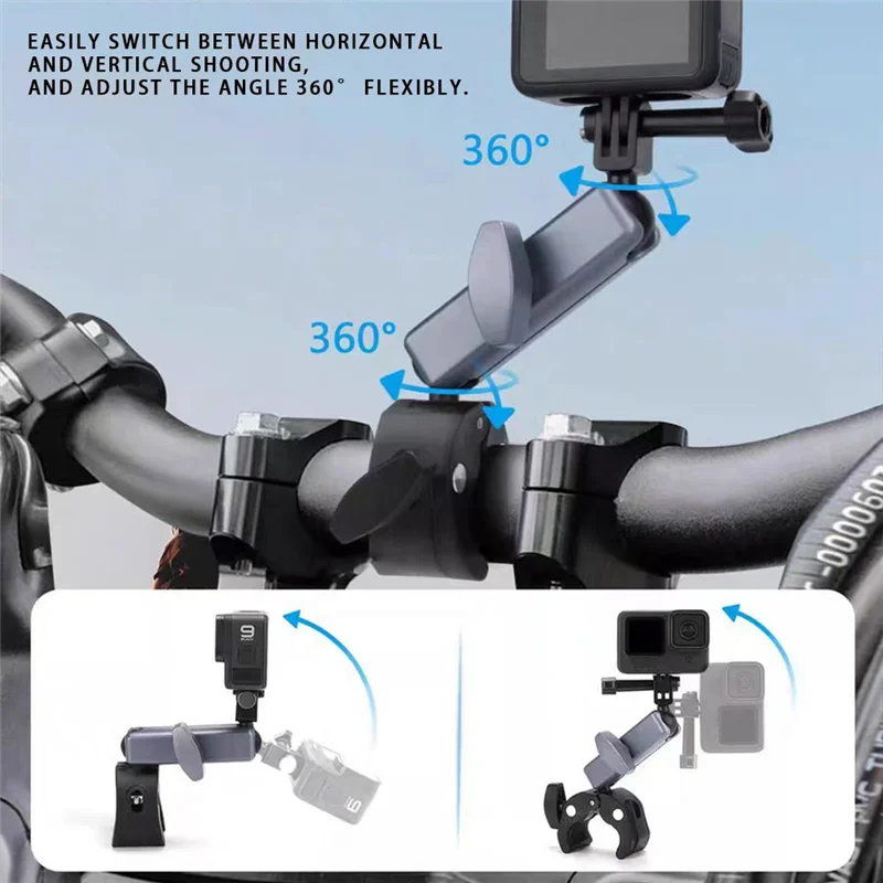 

- Крепление на руль мотоцикла A95Z 360° ° Крепление на руль мотоцикла, велосипедная рама для экшн-камеры Insta360 X5 Gopro Hero Dji Osmo