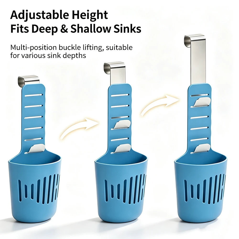 Adjustable Toilet Tank Hanging Basket, No‑Drill Silicone Toilet Bowl Cleaner Block Holder, Bathroom Cleaning Accessories