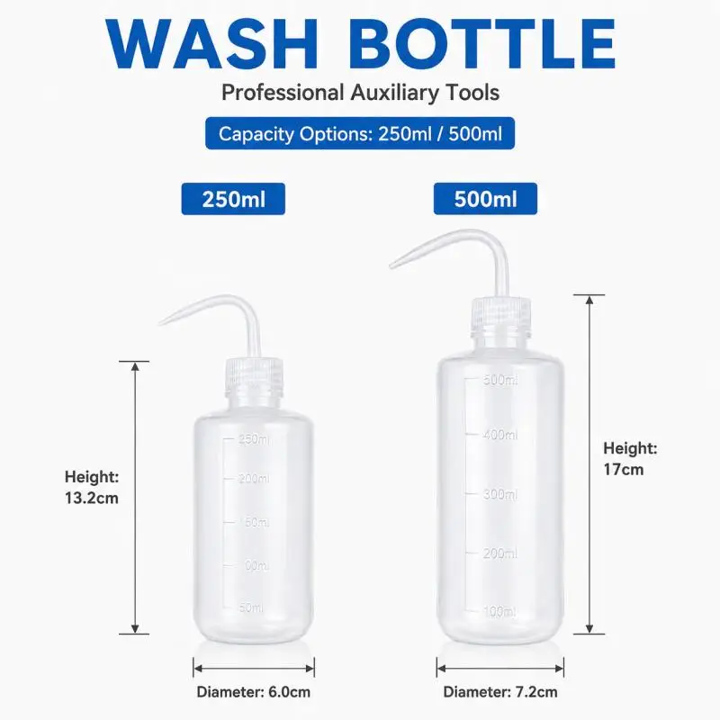 250/500ml Tattoo-Sprühflasche, Sichere Reinigungsflasche aus Kunststoff, Nicht-Sprühende Tattoo-Quetschflasche für Labor, Tattoo-Zubehör – Detail 2