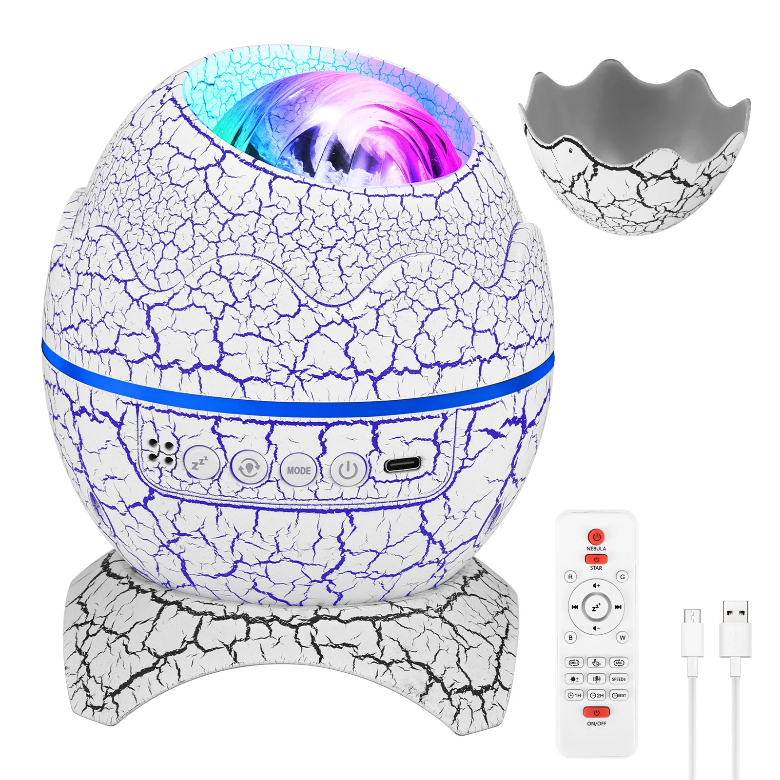 

Dinosaur Egg Shell Galaxy Projector Starry Sky Night Light Bluetooth-Speakers LED Nebula Lamp Decora Christmas Gift For Children