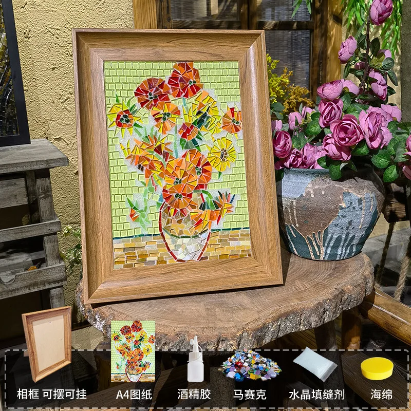 

Handmade DIY homemade ornaments photo frame painting mosaic splicing world famous painting handmade physical material package