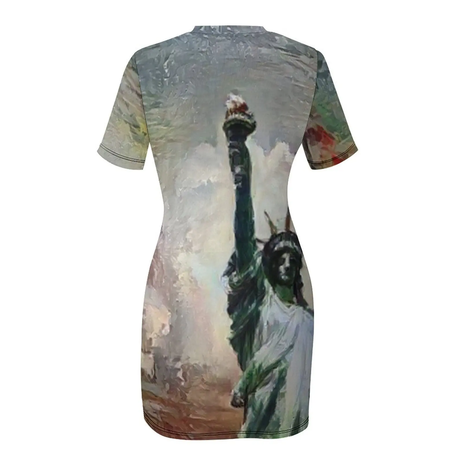 statue of liberty original color Short Sleeved Dress women's summer clothing 2025 womens clothing Dress