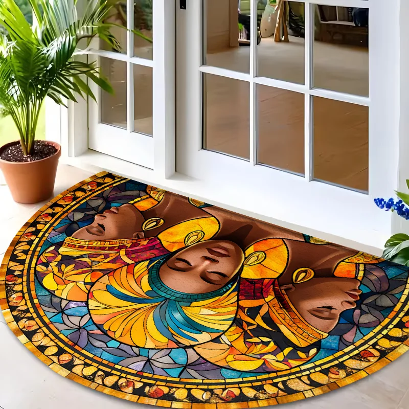 Soft Pastel Shabby Chic Bloom Semi Circle Rug Commercial Welcome Doormat For Restaurant Supermarket Bistro