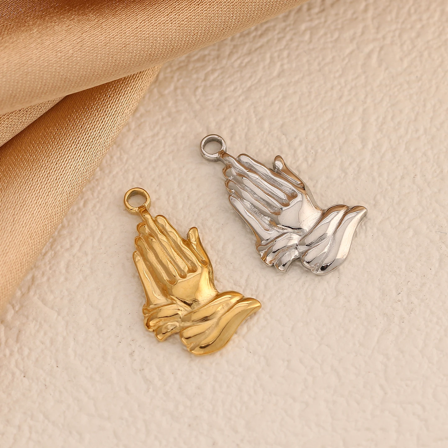 

3Pcs Love Prayer Charms Stainless Steel Praying Hands Pendants DIY Christian Bracelet Necklace Earrings Jewelry Making Supplies