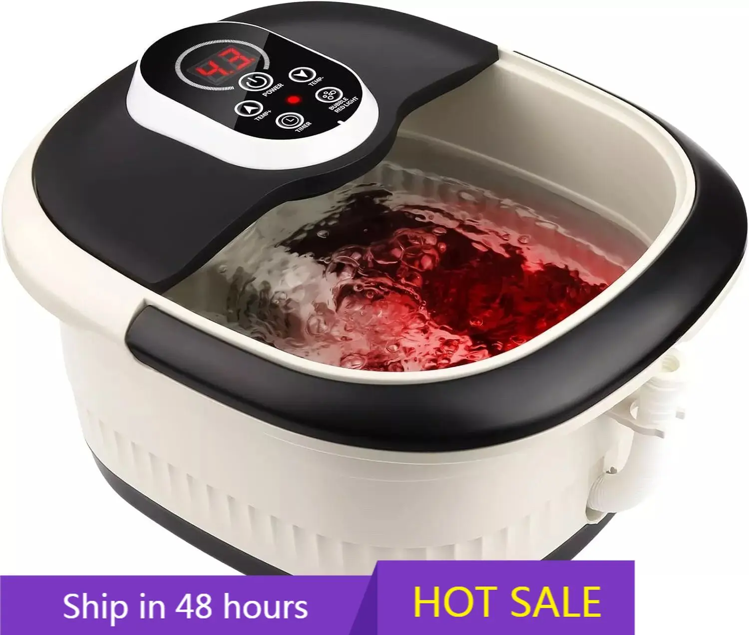 

YTYIN Deluxe Foot Spa Bath With Bubbles, Red Light & Digital Temperature Control