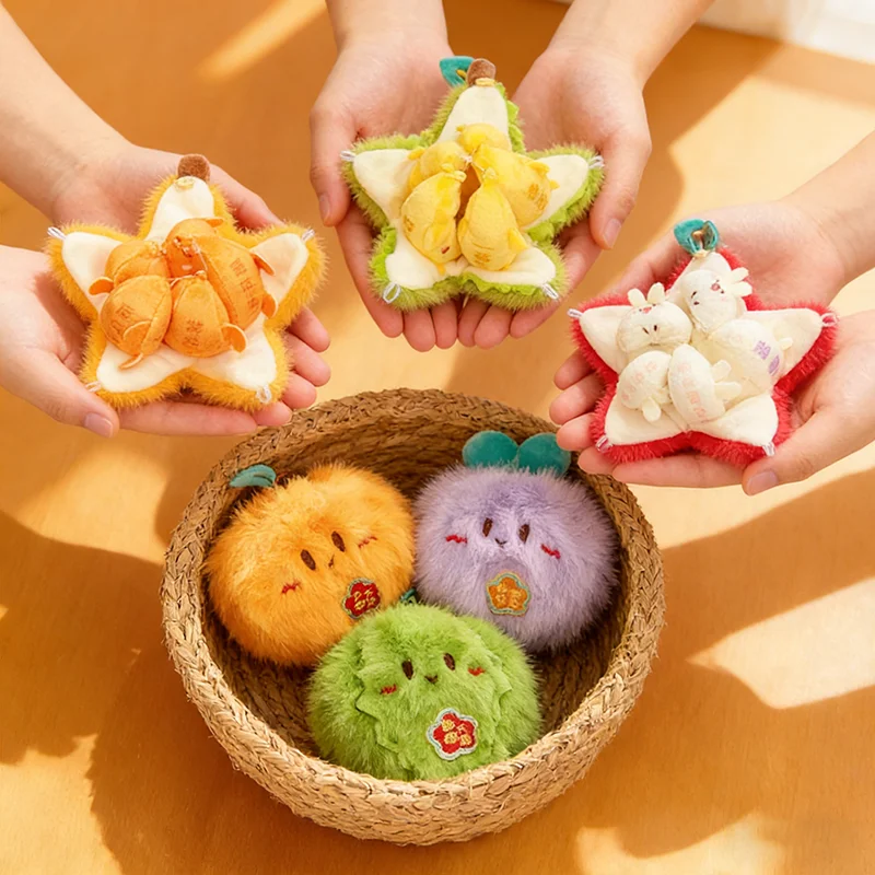 

Fun Fruit Detachable Plush Keychain Toy Tearable Peeling Durian/Apple/Orange/Durian Creative Plush Stuffed Fidget Toy Kid Gifts