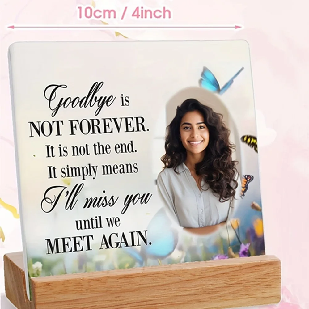 1pc Custom 2D Acrylic Photo Plaque 4Inch/10Cm, Personalized Memorial Gift for Home Office Wedding Christmas Halloween