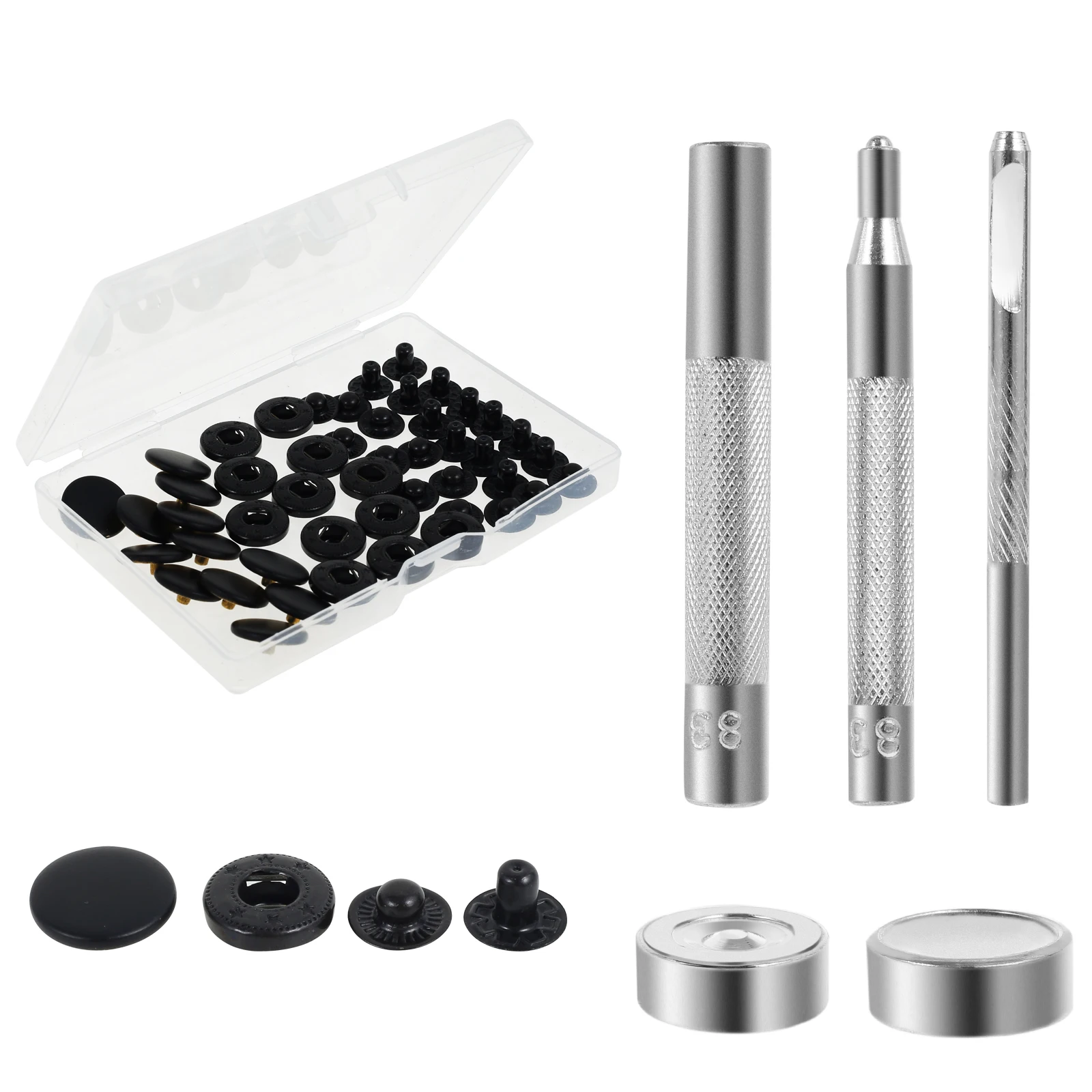 

12 Sets Leather Snap Fasteners Kit 0.6inch Metal Snap Buttons Kit Stainless Steel DIY Snap Button Set Leather Buckles DIY Crafts