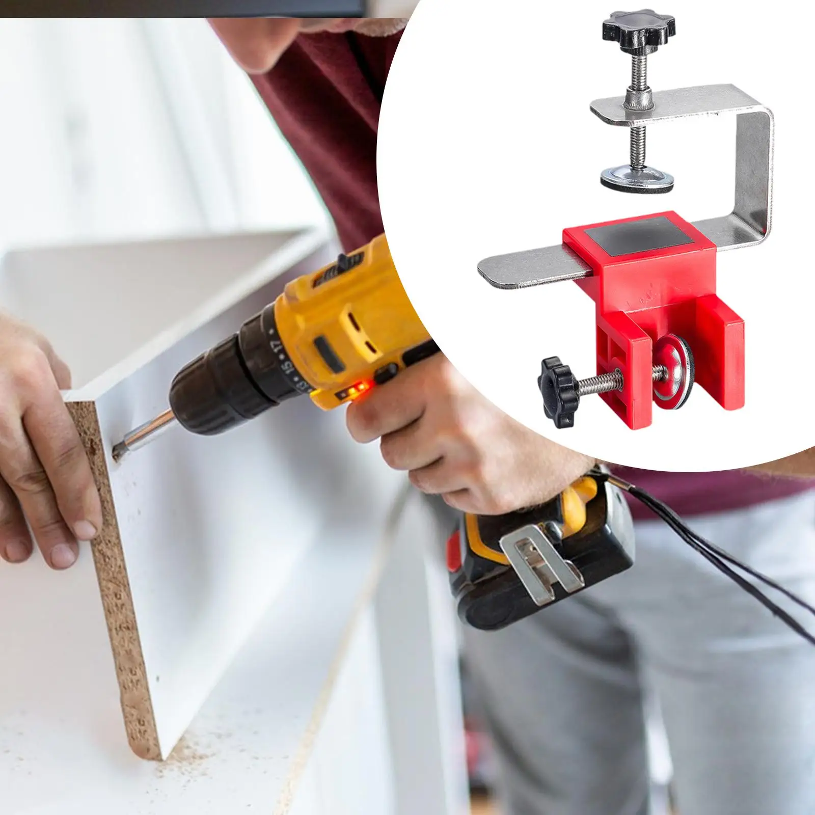 

2x High Panel Drawer Front Installation Clamps Mounting Clamp Practical Wood Work Cabinet Hardware Jig Easy Adjustment