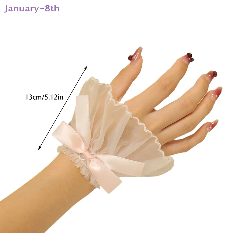 Bow Manicure Sleeve For Nail Art Lace Fake Pleated Cuff Manicure Photography Props Fake Sleeves Nails Accessories Supplies Charm