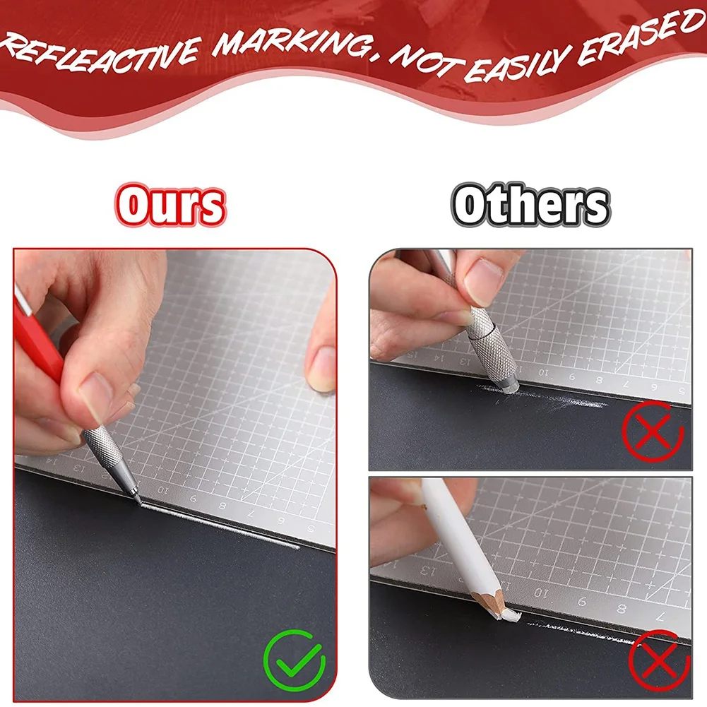 リフィル付き溶接鉛筆、機械溶接鉛筆、金属マーカー、赤、布、12個