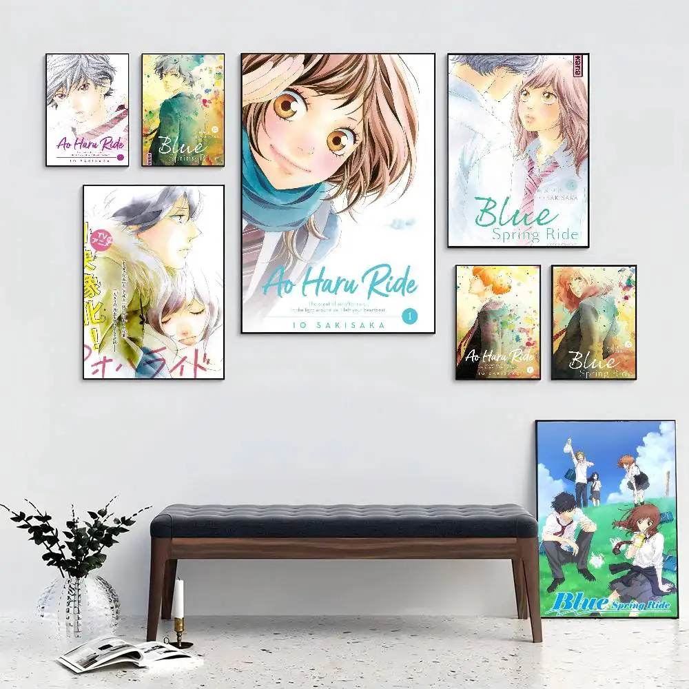 Anime Blue Spring Ride Posters Living Room Bar Cafe Quality Canvas Vintage Style Comics Painting Art Home Wall Decor Picture
