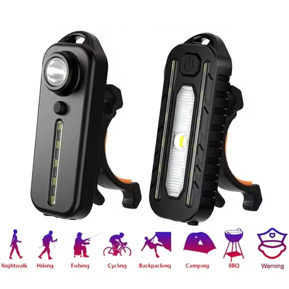 New Rechargeable Shoulder Worklight LED Red Blue Flashlight Vest with Clamp USB Charging Lantern Flashlight Running Outdoor