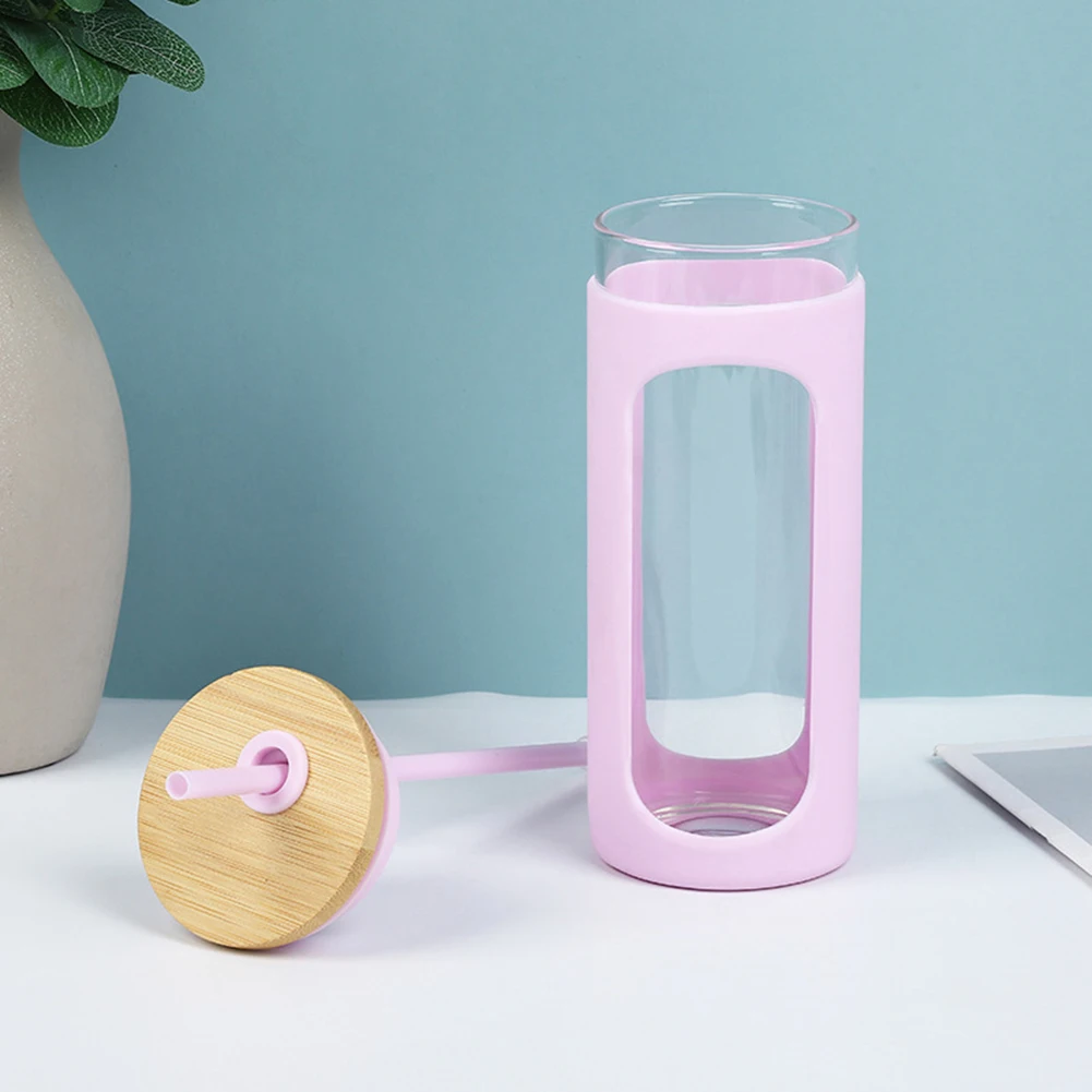 Vasos de vidrio de 600 ml con tapa, taza de vidrio con pajita de gran capacidad para interiores y exteriores