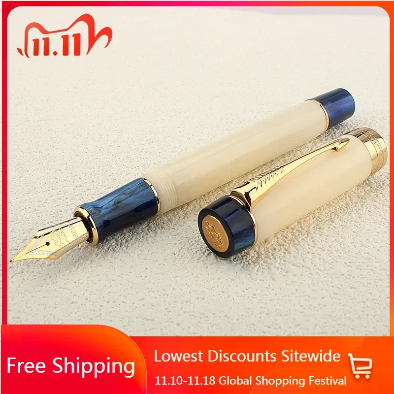 

Jinhao Acrylic Resin Fountain Pen White EF/F/Bent 0.38MM 0.5MM 1.0MM Nib Beautiful Financial School Ink Pens Calligraphy Pen