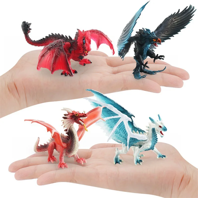 Simulation Dinosaur Animal Toys Model Ice Dragon Flying Dragon Wolf Dragon Children Cognitive Model Toys Desktop Ornaments