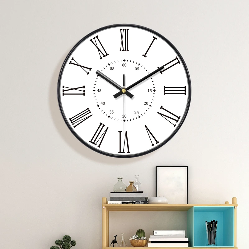 

Classic Round Wall Clock Large Characters Quartz Movement Living Room Bedroom Offices Easy To Read Clock Gift For Home Decor