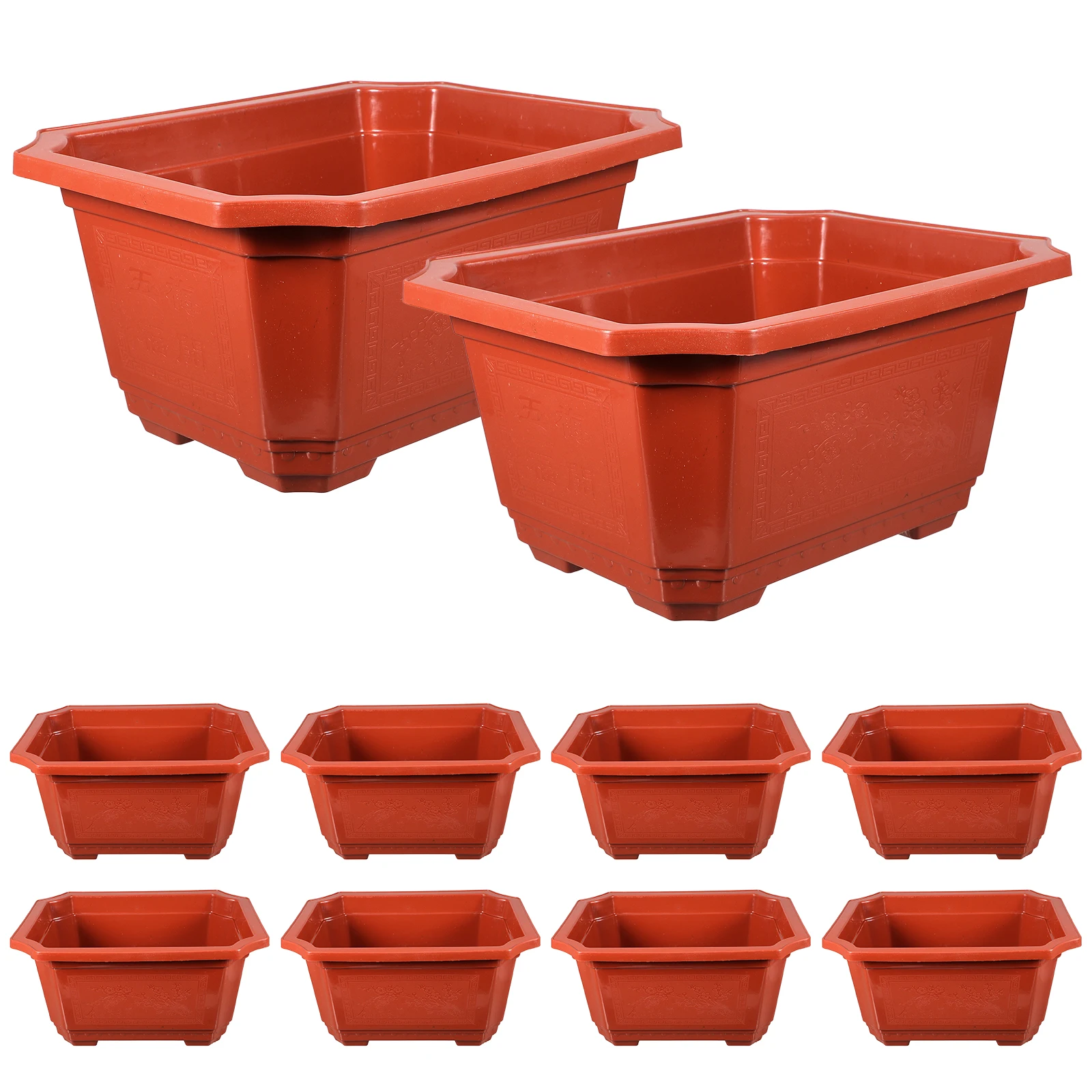 

10 Pcs Rectangular Flower Pot Large Plastic Bonsai Planters for Indoor Office Plants Lightweight Practical Gardening Container